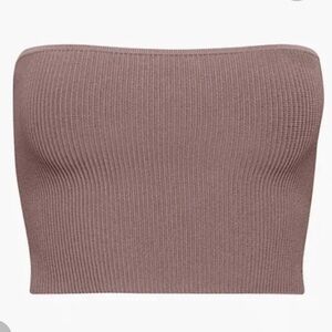 NEW Aritzia Babaton sculpt knit cropped tube top deep taupe xlarge